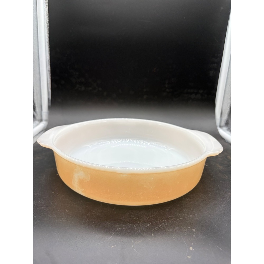 Vintage Anchor Hocking Fire King Peach Luster 8 Inch Round Casserole Dish 450